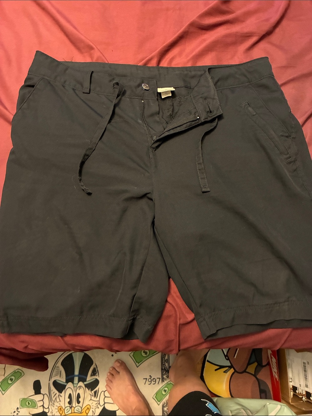 Magellan Outdoors Black Flat Front Drawstring Shorts